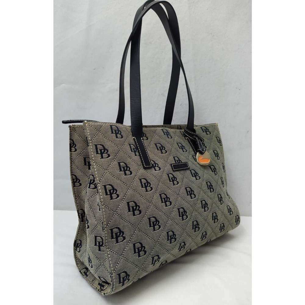 Dooney & Bourke Black Canvas Db Printed Double Ha… - image 3